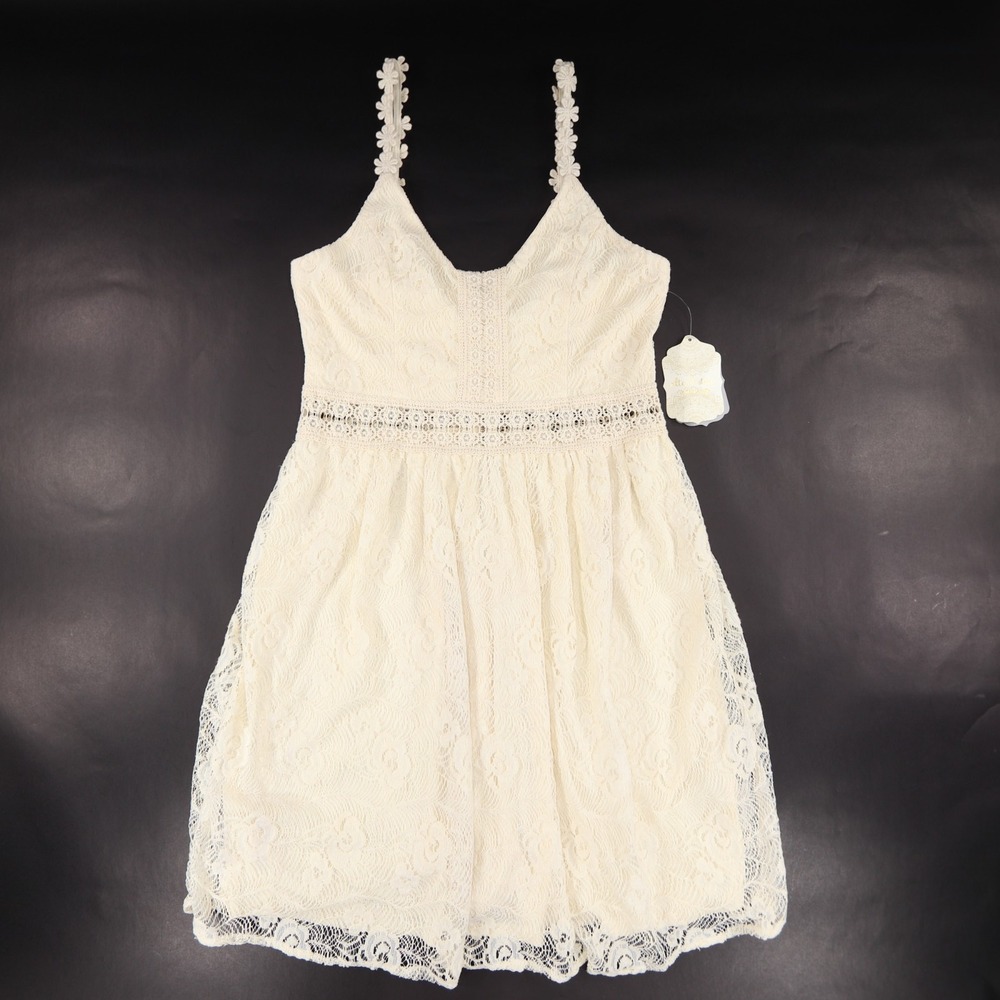 Altard State Dress Womens Medium Ivory Cream Lace Sleeveless Floral Strap NEW